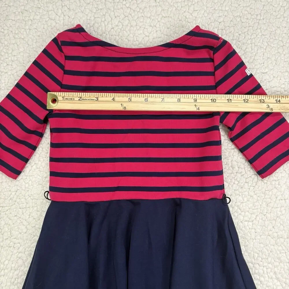 Polo‎ Ralph Lauren Striped Dress Girls Size 6 Pink Navy Fit & Flare Half Sleeve